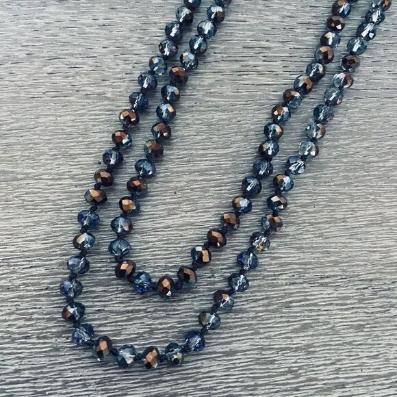 Sparkling Crystal Gray Brown Tone Bead Necklace - Picture 4 of 5
